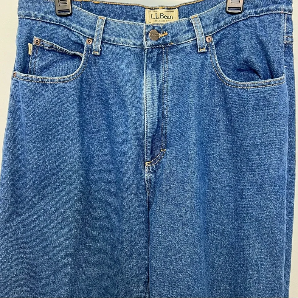 L.L. Bean Flannel Lined Relaxed Fit Denim Blue Jeans Mens 35 x 34 Winter Cotton